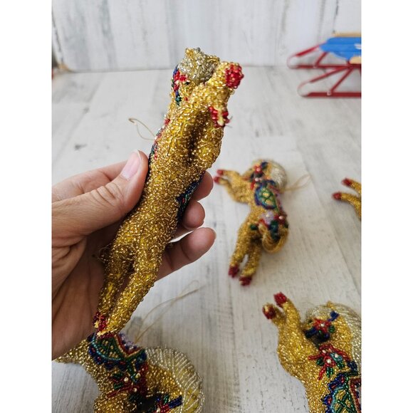 Vintage beaded circus horse unique ornament Xmas tree set all - Picture 7 of 13